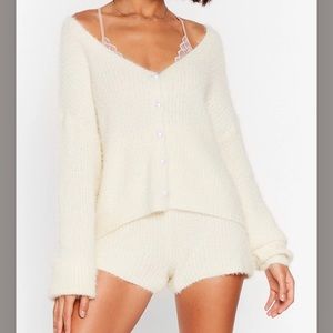 What a Pearl Wants Fluffy Knit lounge set in cream